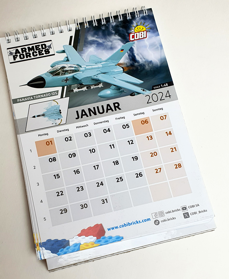 COBI Tischkalender 2024 Kaufbeigabe Trendgames Januar-Kalenderblatt